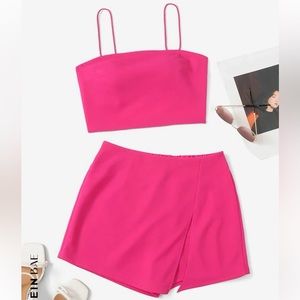 Hot Pink cropped top + skort set